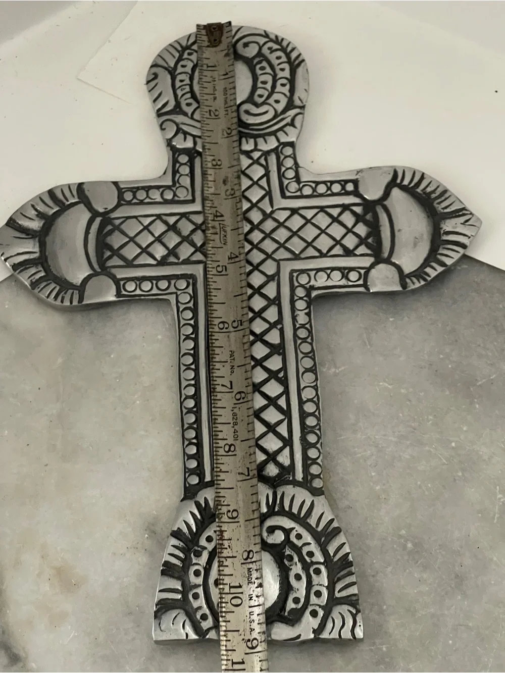 Vintage Pewter Silver Cross India  Wall Decor